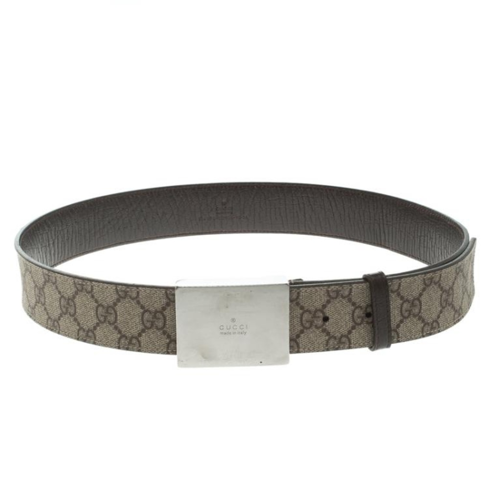 GUCCI BEIGE GG SUPREME CANVAS BUCKLE BELT